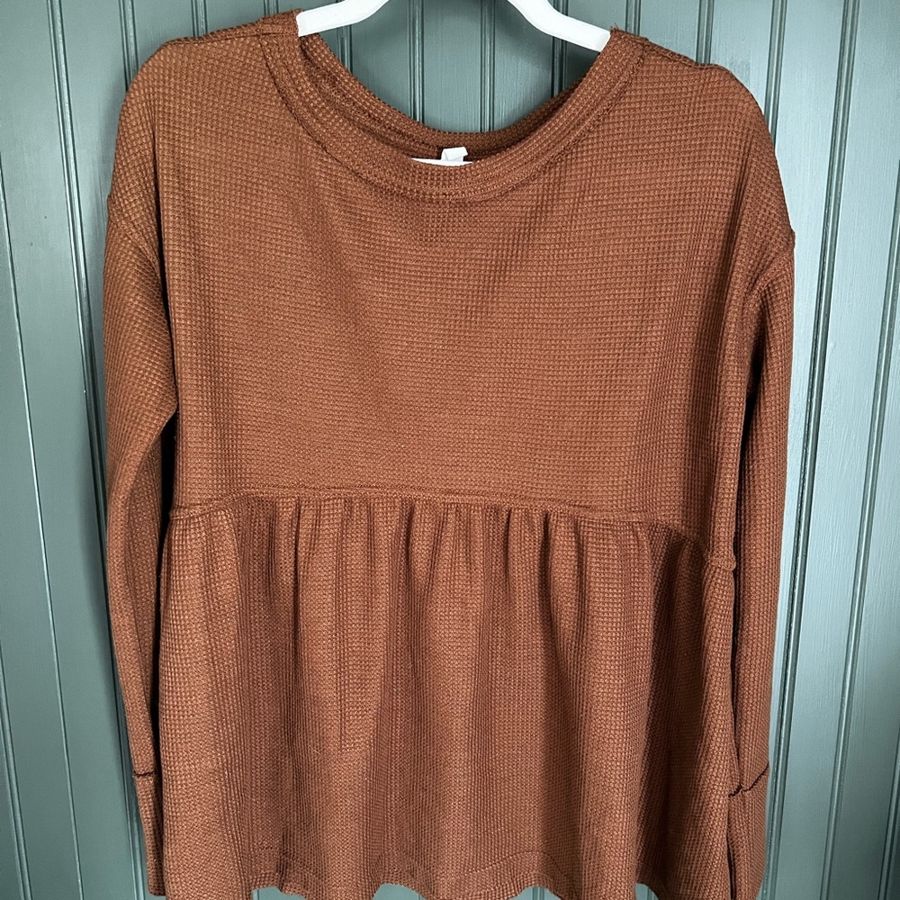 Women's Brown Long Sleeve Top